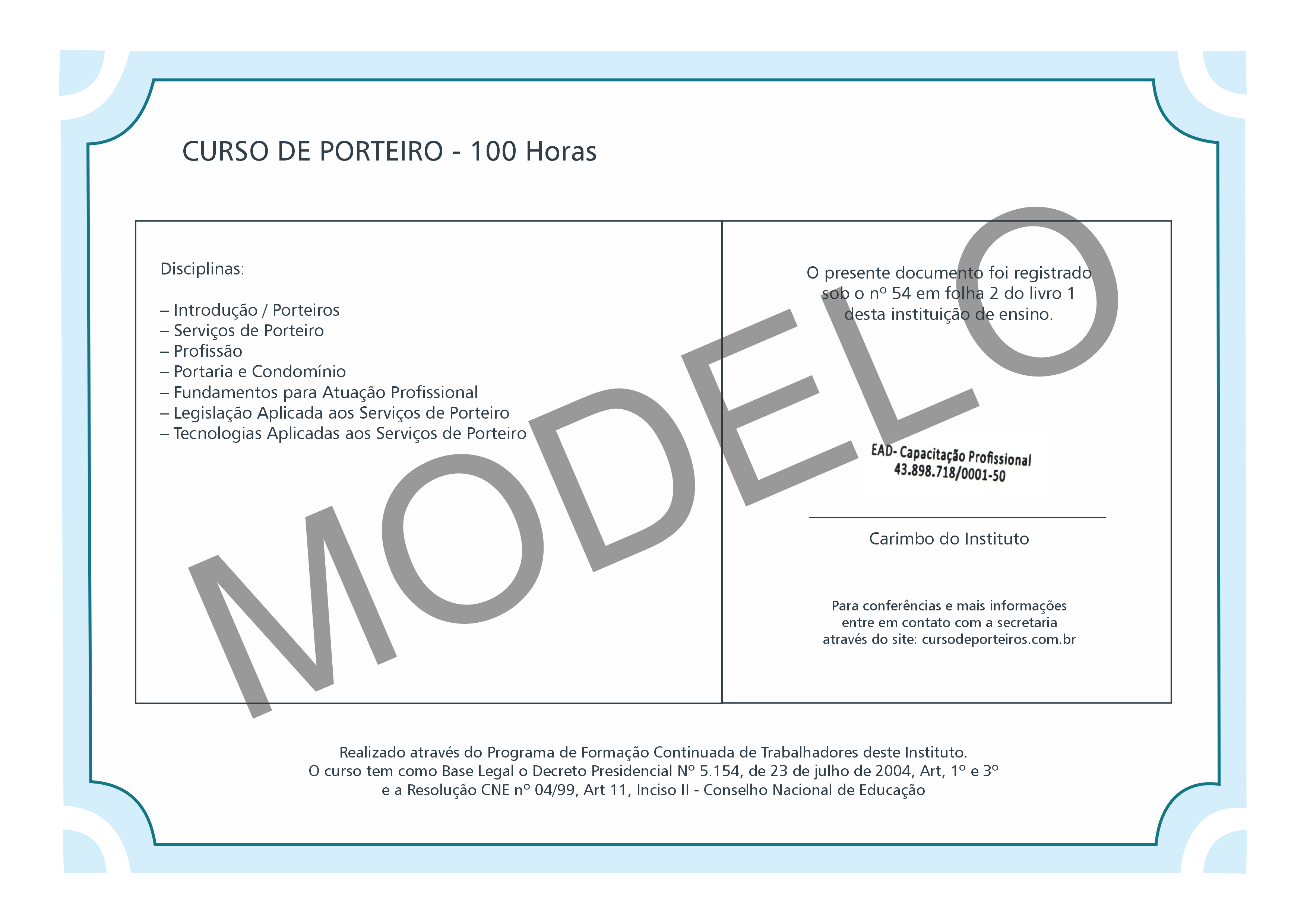 Verso do Certificado